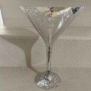 Chic Silver Speckled Large Martini Glass